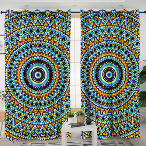 Image of Concentric Mandala Style 2 Panel Curtains