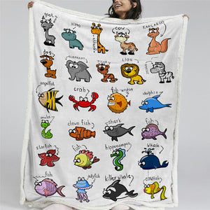 Alphabet Animal Sherpa Fleece Blanket - Beddingify