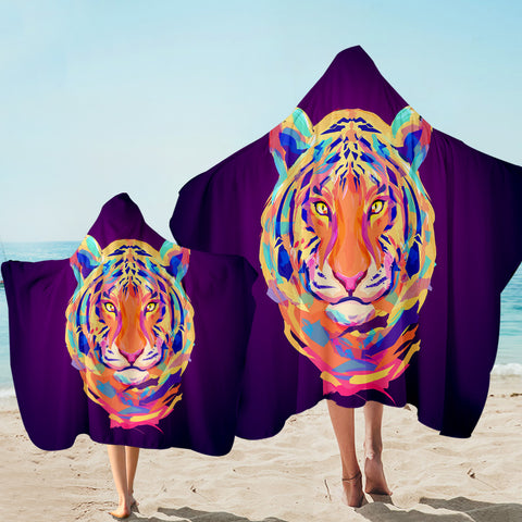 Image of Electric Color Tiger Hooded Towel