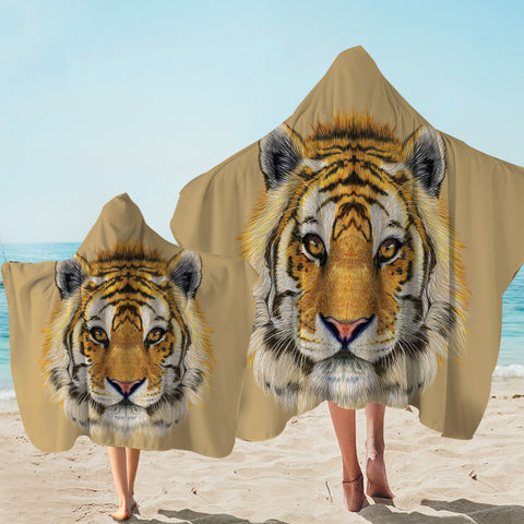 Image of Tiger Mugshot Tan Hooded Towel