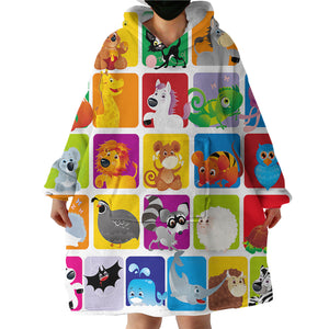 Cartooned Animals SWLF1707 Hoodie Wearable Blanket