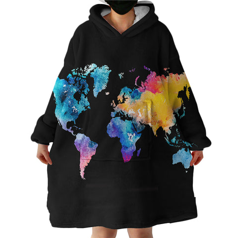 Image of World Map SWLF0764 Hoodie Wearable Blanket