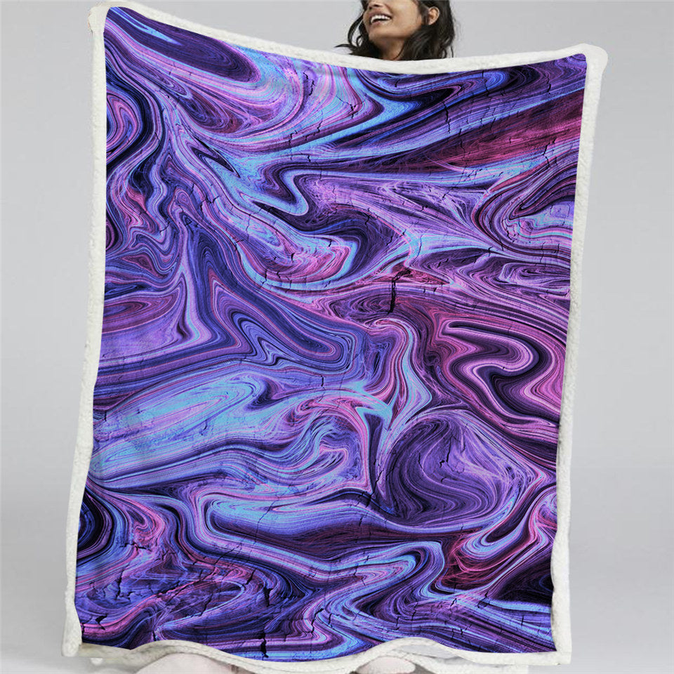 Purple Marble Themed Sherpa Fleece Blanket