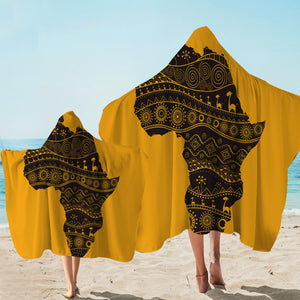 Africa Continent Mango Hooded Towel