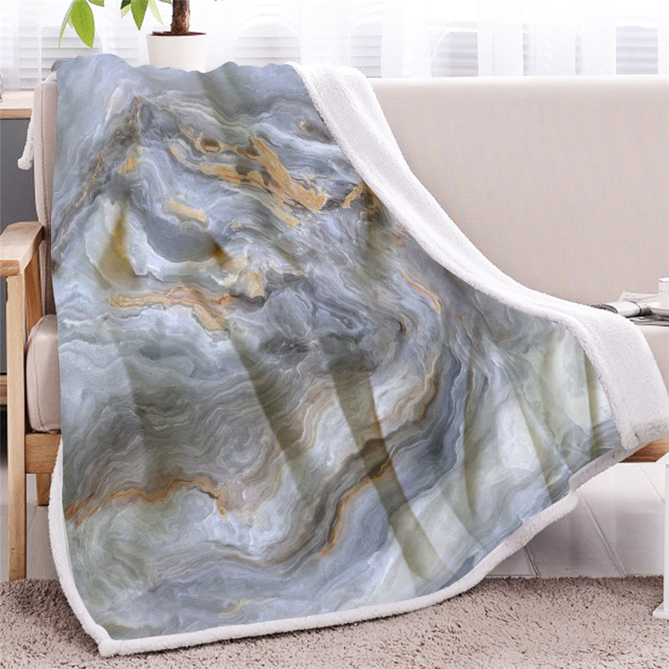 Grey Marble Sherpa Fleece Blanket - Beddingify