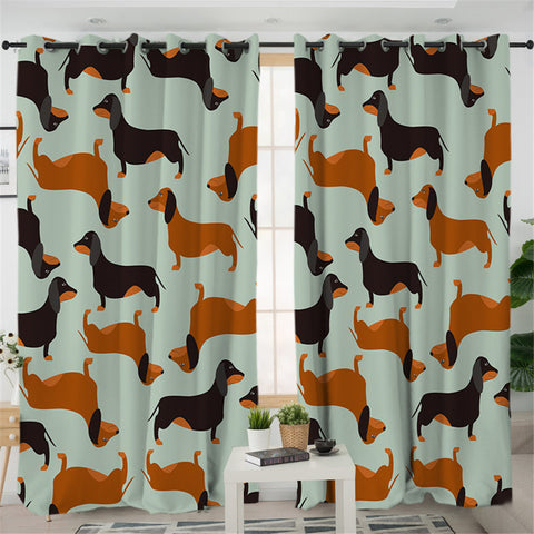 Image of Dachshund Themed 2 Panel Curtains