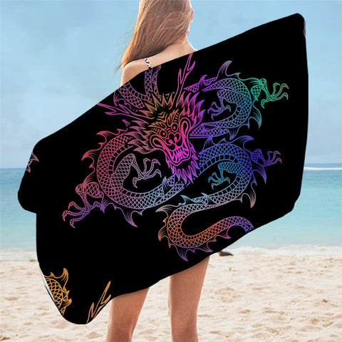 Image of Dragon Black Bath Towel