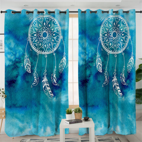 Image of Blue Dream Catcher 2 Panel Curtains