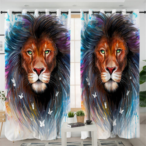 Image of Lone Lion 2 Panel Curtains