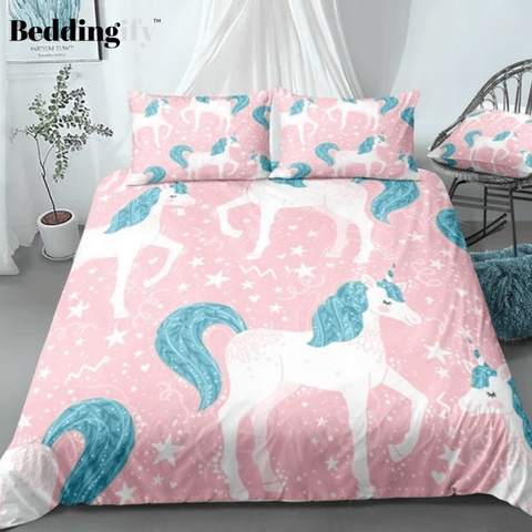 Image of White Unicorn Pink Bedding Set - Beddingify