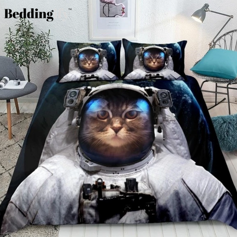 Image of Astronaut Cat Bedding Set - Beddingify