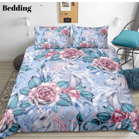 Image of Unicorn With Flower Bedding Set - Beddingify