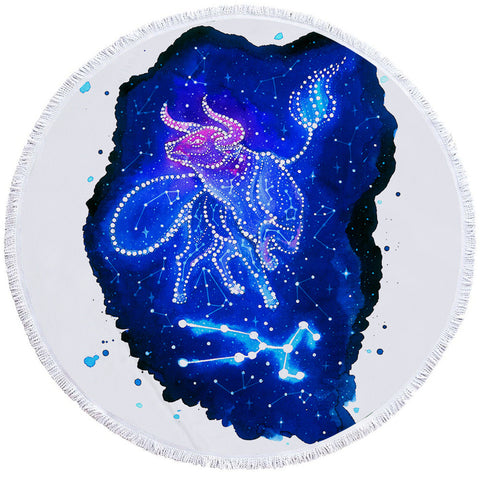 Image of Taurus Constellation Round Beach Towel Set - Beddingify