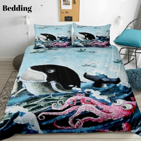 Image of Ocean Dream Blue Whale Bedding Set - Beddingify