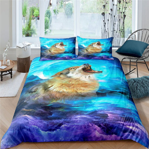 Image of Roar Wolf - Tie Dye Background Bedding Set