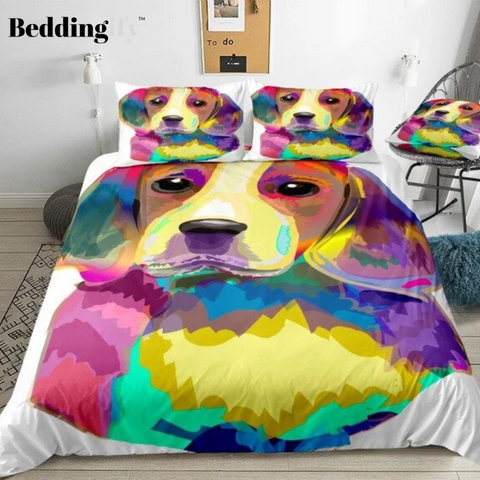 Image of Rainbow Dog Comforter Set - Beddingify