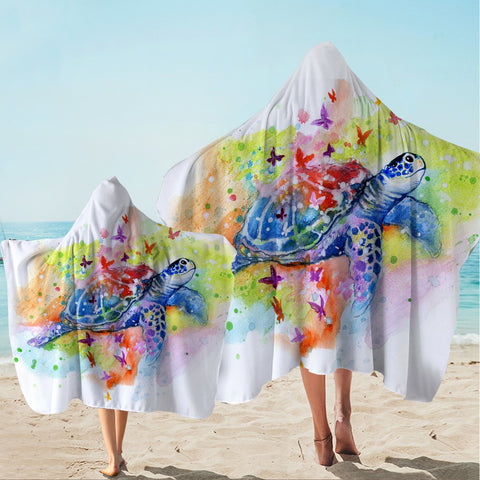 Image of Sea Turtle Splash Hooded Towel - Beddingify