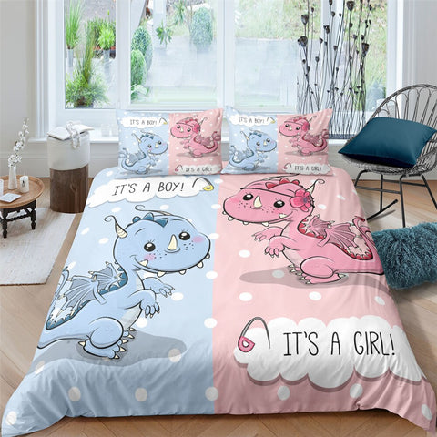 Image of Boy & Girl Cute Dragon Bedding Set