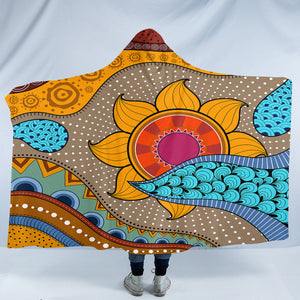 Stylized Sun & Clouds 22157 Hooded Blanket