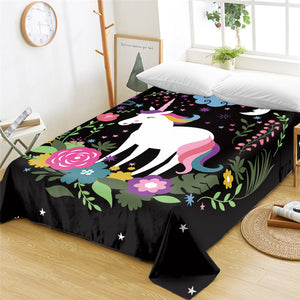 Unicorn Starry Themed Flat Sheet - Beddingify