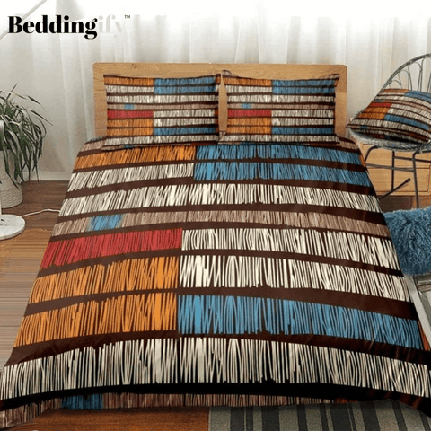 Image of Colorful Fringed Lines Bedding Set - Beddingify