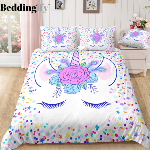 Colorful Dot and Unicorn Bedding Set - Beddingify