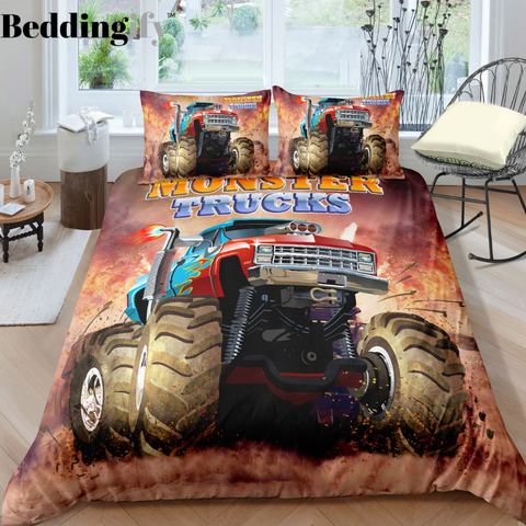 Image of Monster Truck Bedding Set For Boys - Beddingify