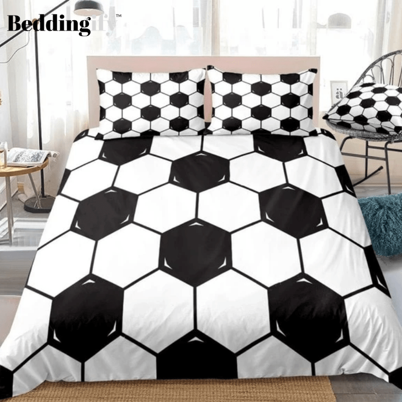 Black White Geometric Sports Ball Bedding Set - Beddingify