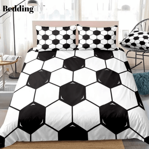 Image of Black White Geometric Sports Ball Bedding Set - Beddingify