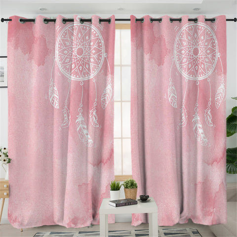 Image of Light Pink Dream Catcher 2 Panel Curtains