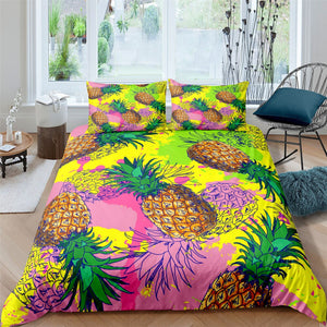 Pink - Blue Pineapple Sketch Bedding Set