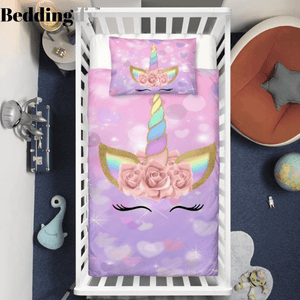 Purple Unicorn Lash Crib Bedding Set - Beddingify