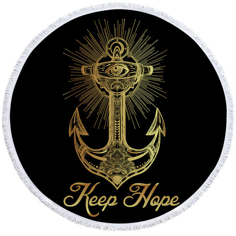 Image of Keep Hope Regal Anchor Round Beach Towel Set - Beddingify