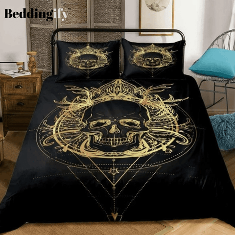 Image of Boho Gold Skull Bedding Set - Beddingify