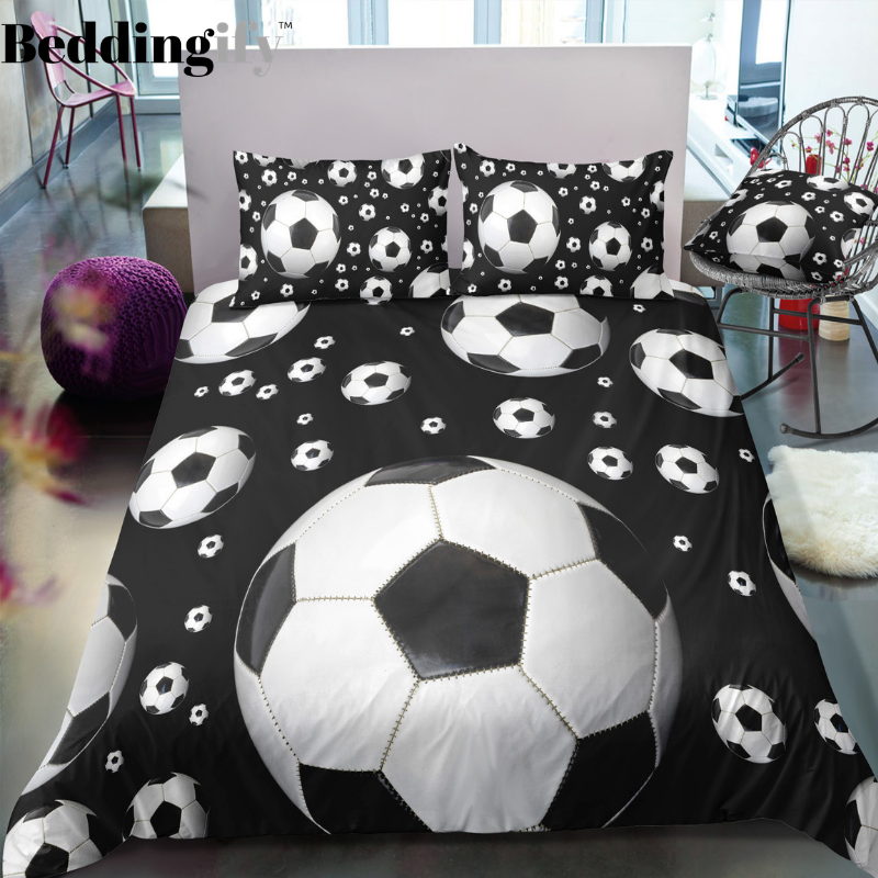 Black Background Football Bedding Set - Beddingify