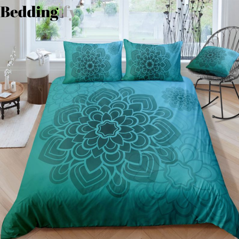 Green Mandala Pattern Bedding Set - Beddingify