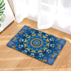 Blue&Gold Mandala Flower Door Mat