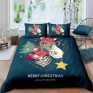 Merry Xmas Zebra Bedding Set