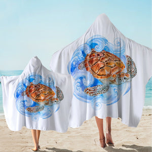 Sea Turtle Waves Hooded Towel - Beddingify