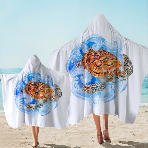 Image of Sea Turtle Waves Hooded Towel - Beddingify