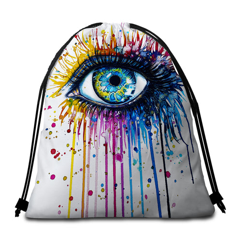 Image of Colordrip Eye Round Beach Towel Set - Beddingify