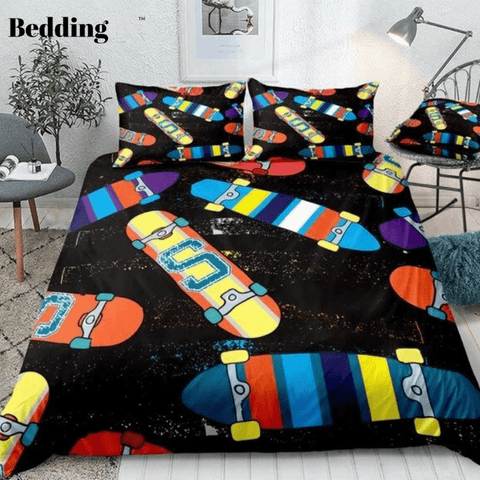 Image of Colorful Skateboard Bedding Set - Beddingify