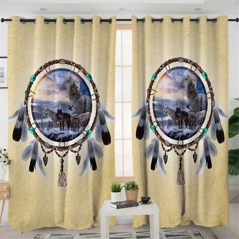 Image of Wolves Dream Catcher 2 Panel Curtains