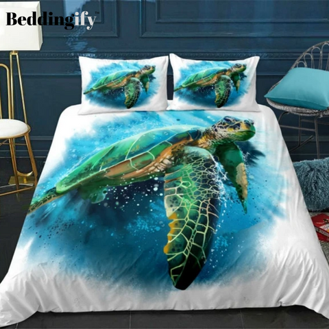 Image of Blue Ocean Turtle Bedding Set - Beddingify