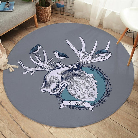 Image of Go Wild Elk Area Rug Round Carpet