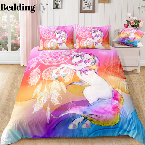 Boho Dreamcatcher Unicorn Bedding Set - Beddingify