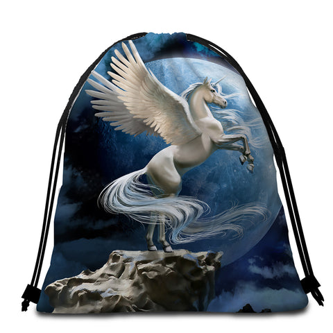 Image of Mythical Pegasus Round Beach Towel Set - Beddingify