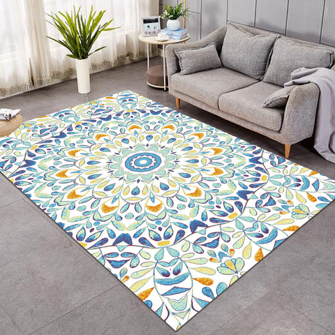 Image of Complex Tiles Design Blue SW1118 Rug