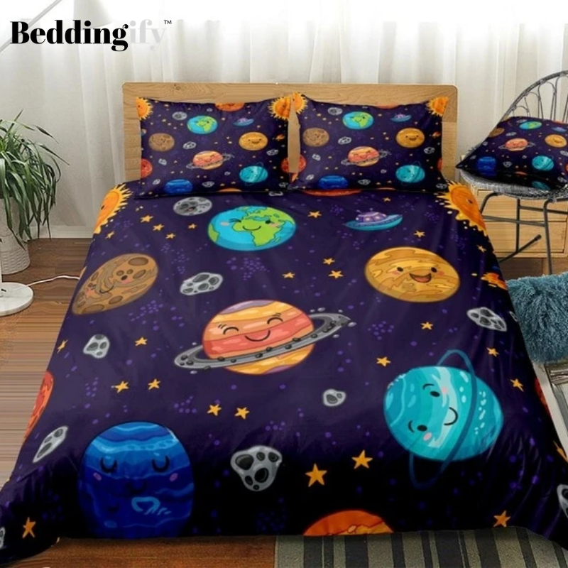 Cartoon Planets Bedding Set - Beddingify