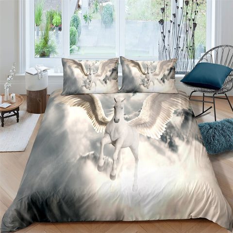 Image of Cream White Angel Horse Bedding Set